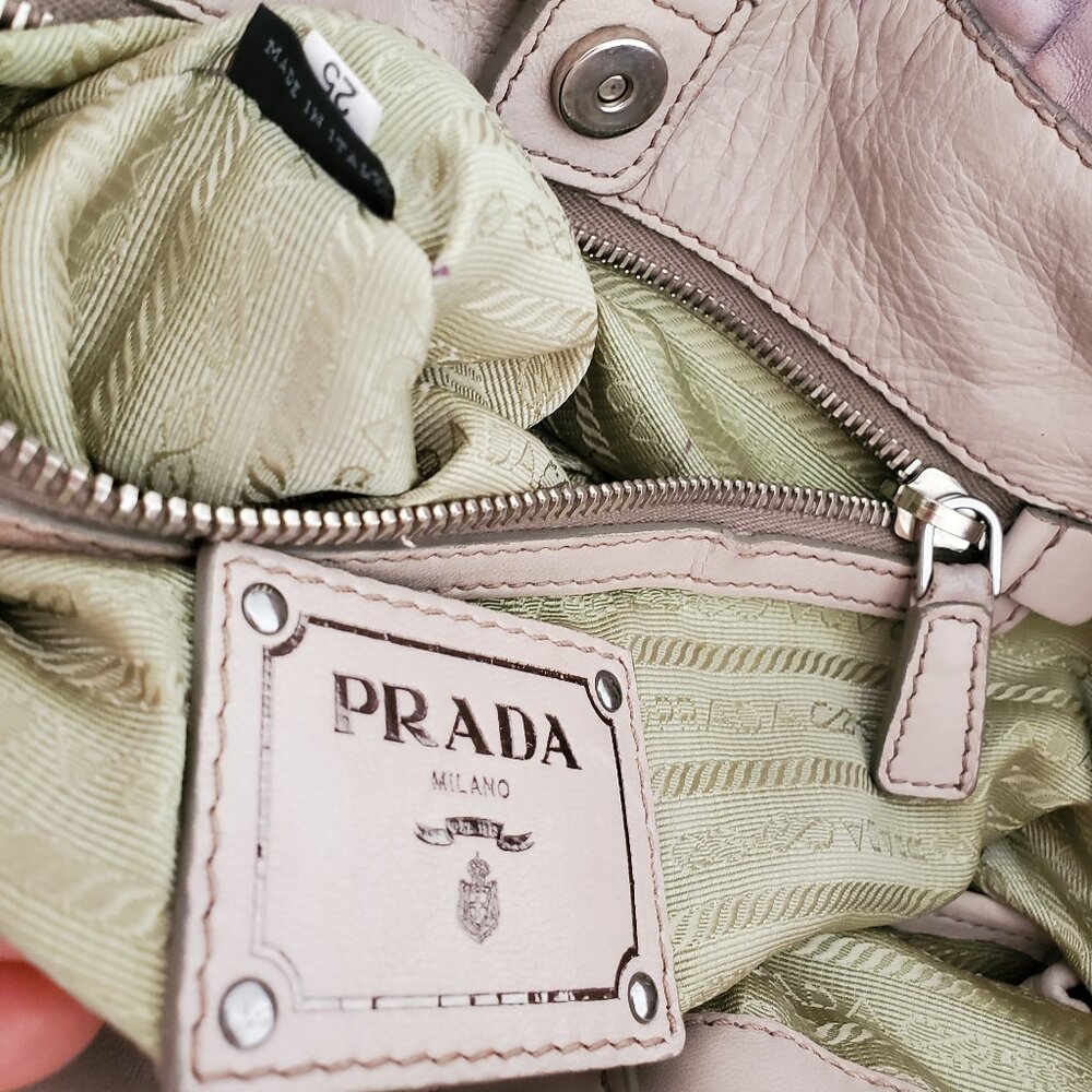 Prada purse Gaufre Leather pink gray purple ivory beige Blue crossbody hobo bag - Picture 4 of 12
